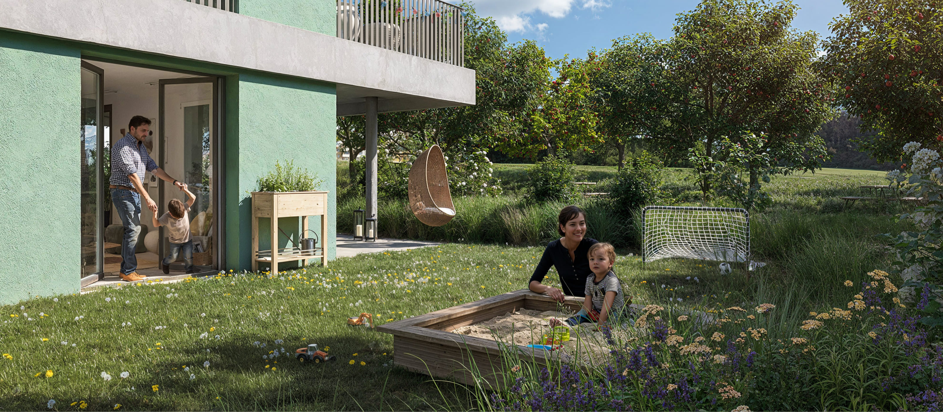 Image de fond représentant une famille heureuse