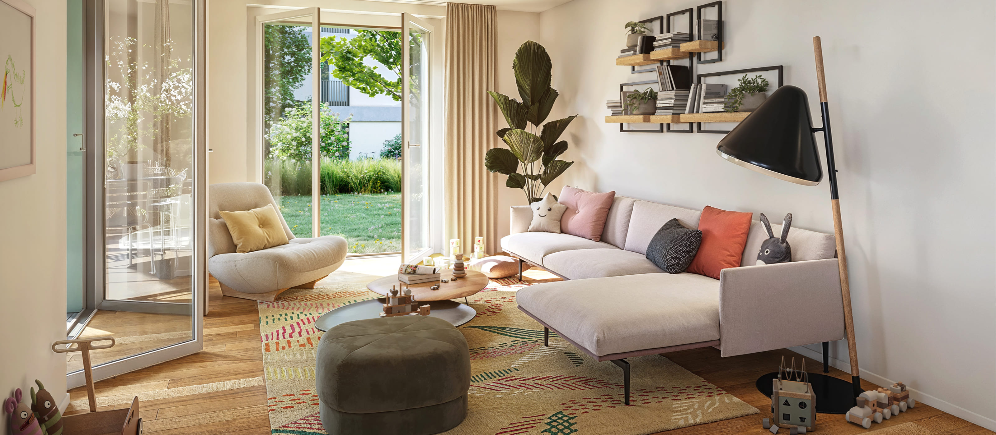 Image de fond représentant une famille heureuse